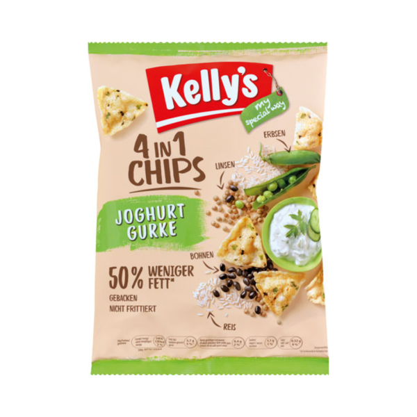 Kelly's 4in1 Chips Joghurt­Gurke, 50 % weniger Fett, 70g